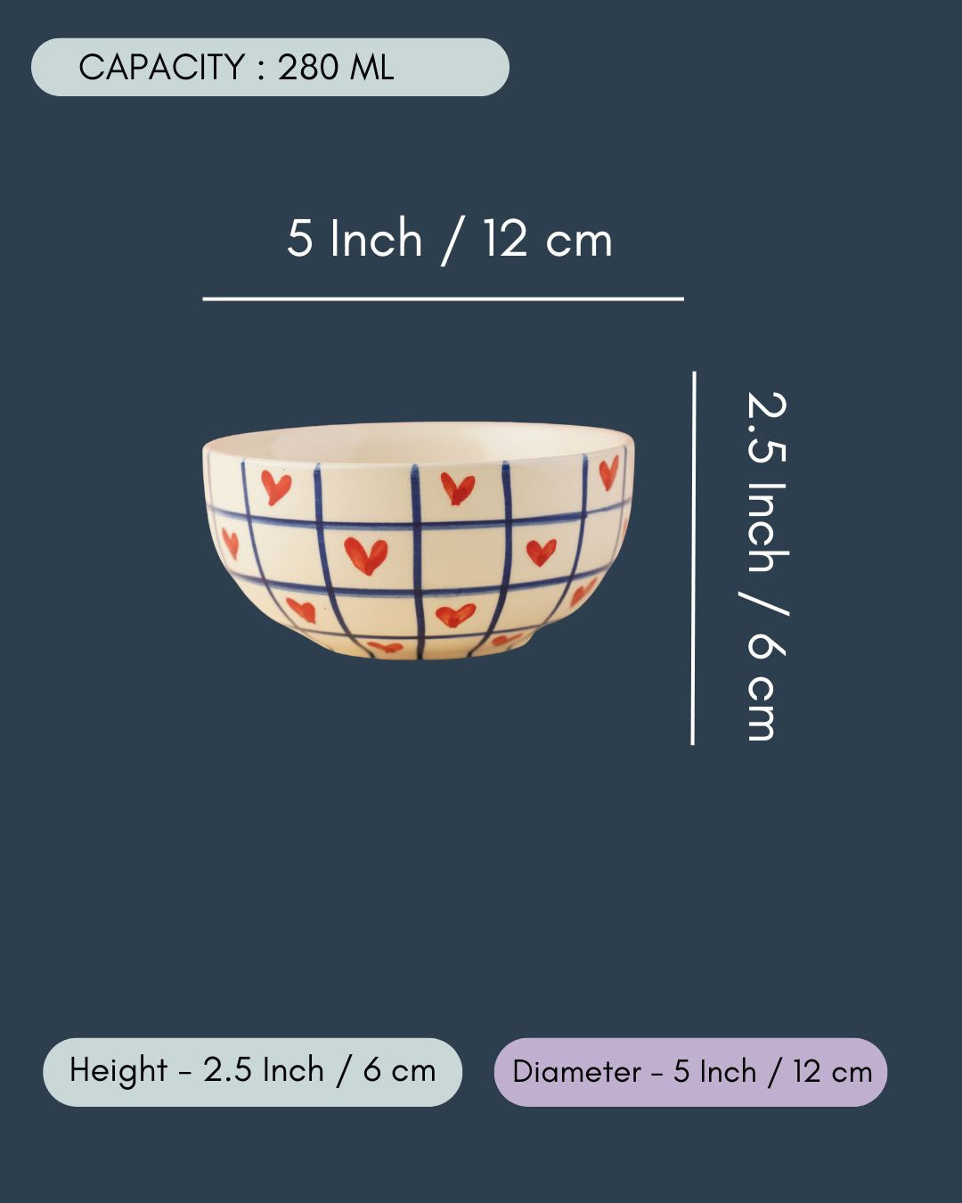 Blue Chequered Heart Bowl