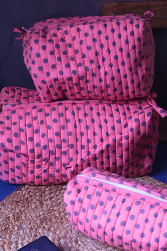 Polka Essential Toiletry Bag - Set of 3 handmade in india
