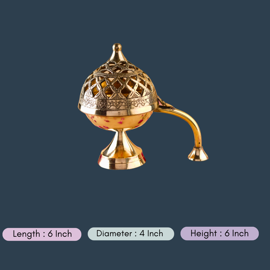 handmade sugandh brass dhoop dani with measurement