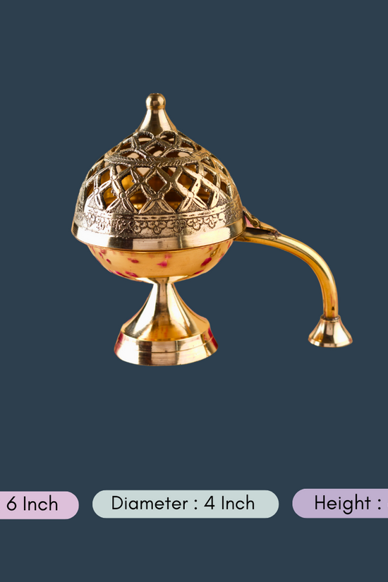 handmade sugandh brass dhoop dani with measurement