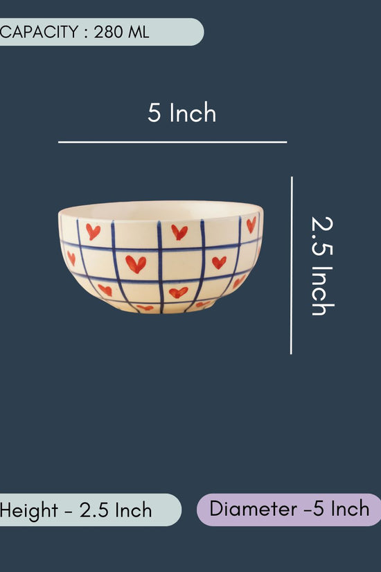 Blue Chequered Heart Bowl