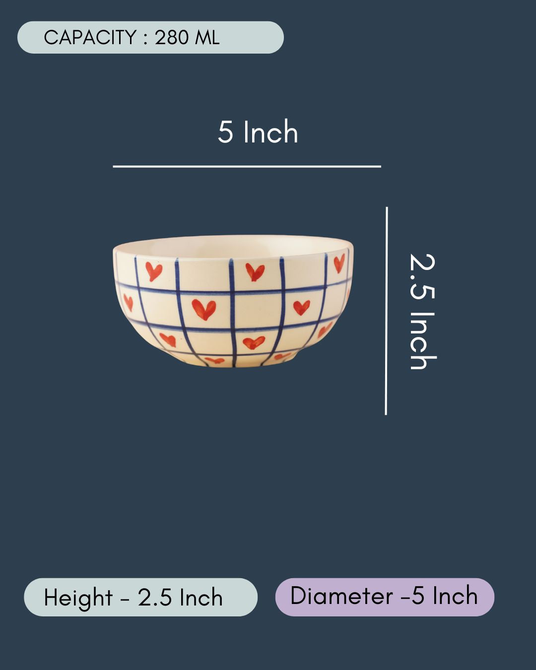 Blue Chequered Heart Bowl