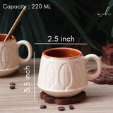 White serene leaf coffee mug height & breadth