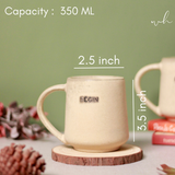 Handmade ceramic begin mug height & breadth