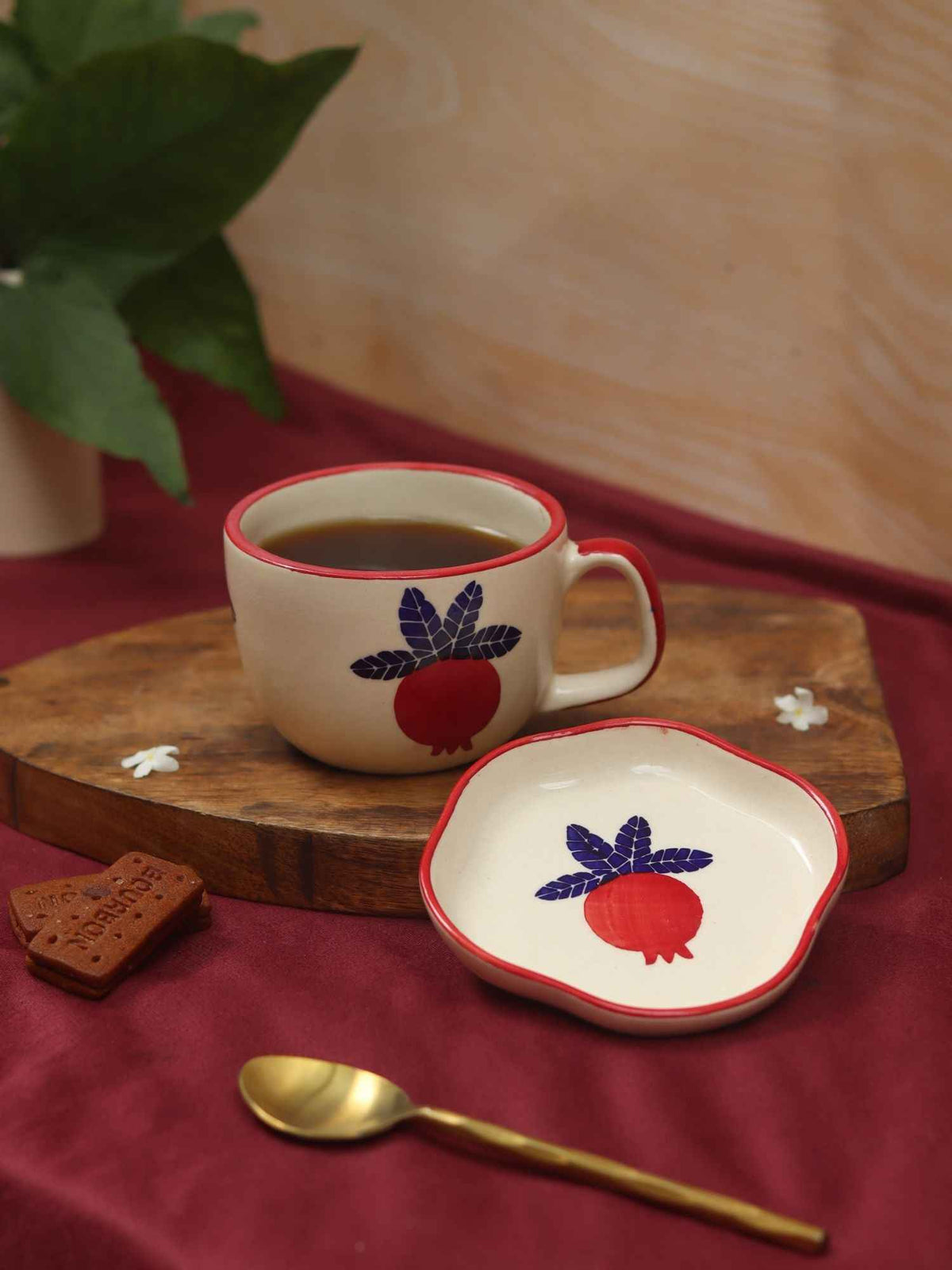 Set of 2 - Anar Mug & Handmade dessert Plate combo