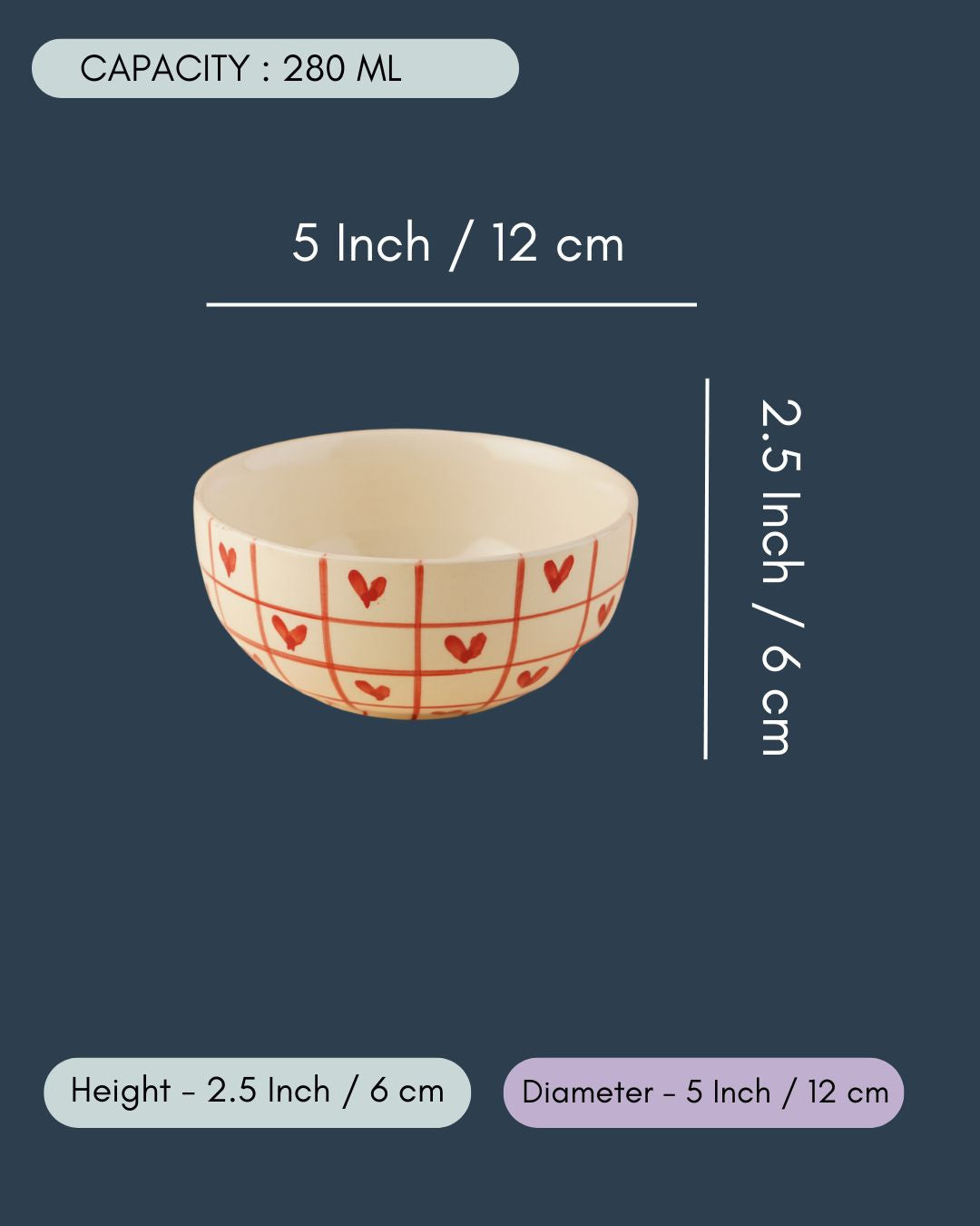 Red Chequered Heart Bowl