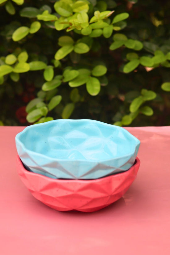 handmade Set of 2 - Red & Blue Diamond Bowl combo