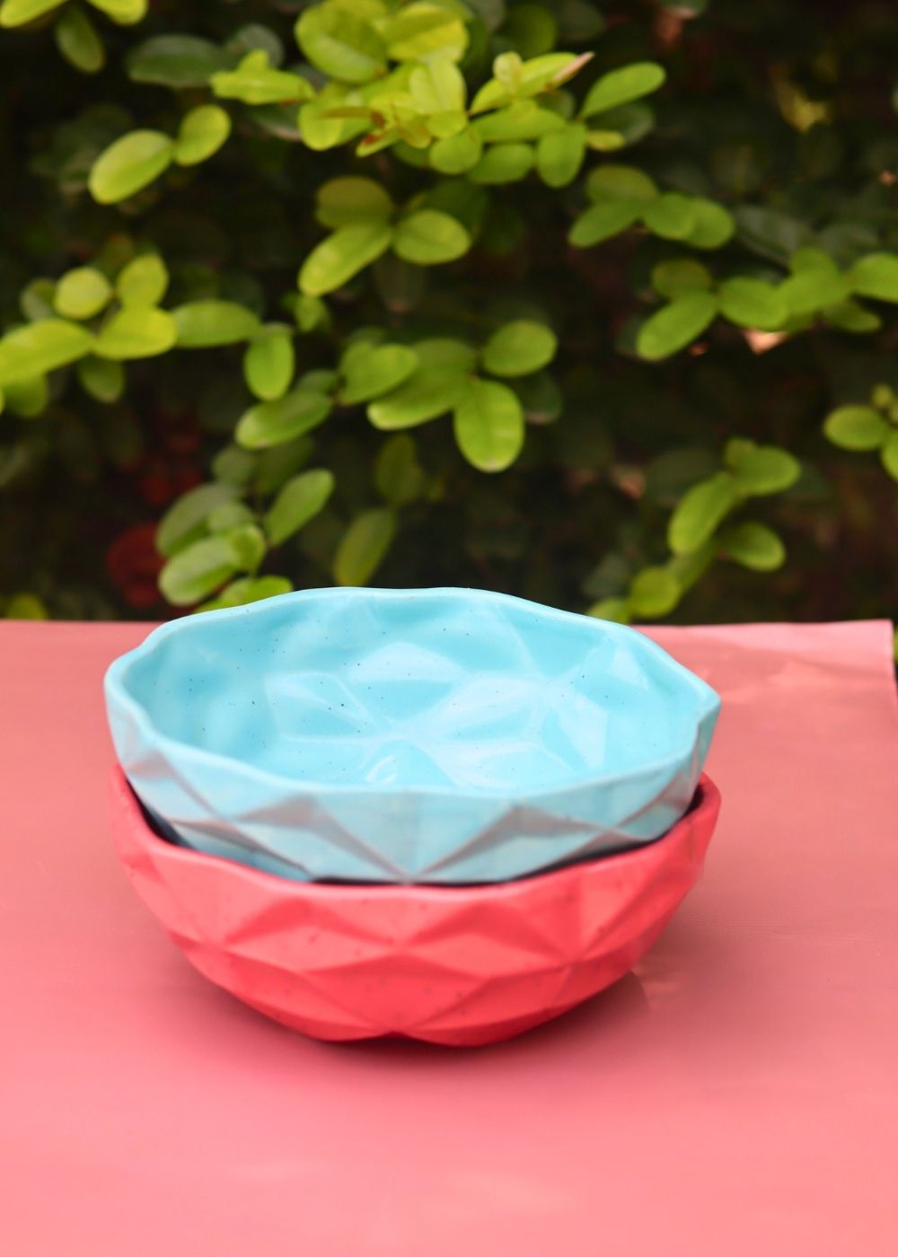 handmade Set of 2 - Red & Blue Diamond Bowl combo