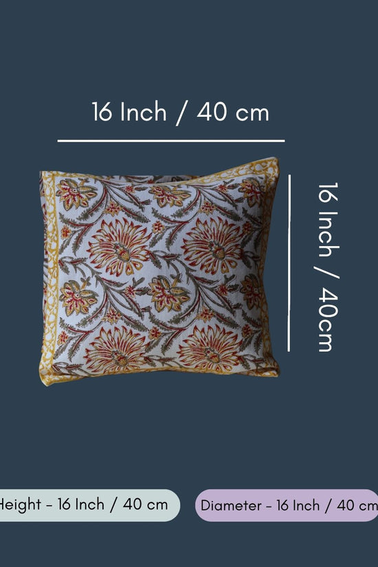 Yellow Ochre Block Printed Cushion Cover