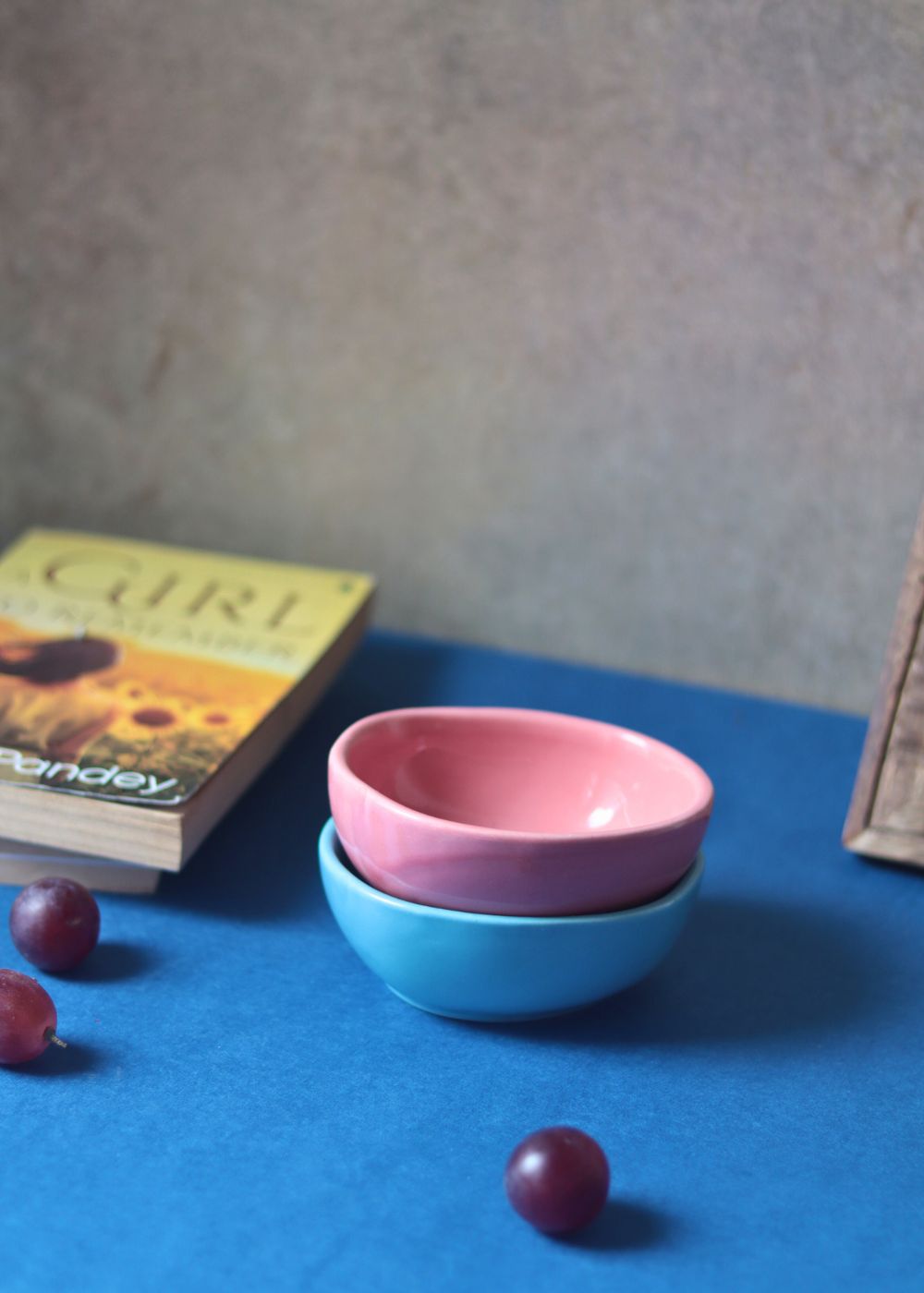 Set of 2 - Sky Blue & Pink Nut Bowls made by ceramic