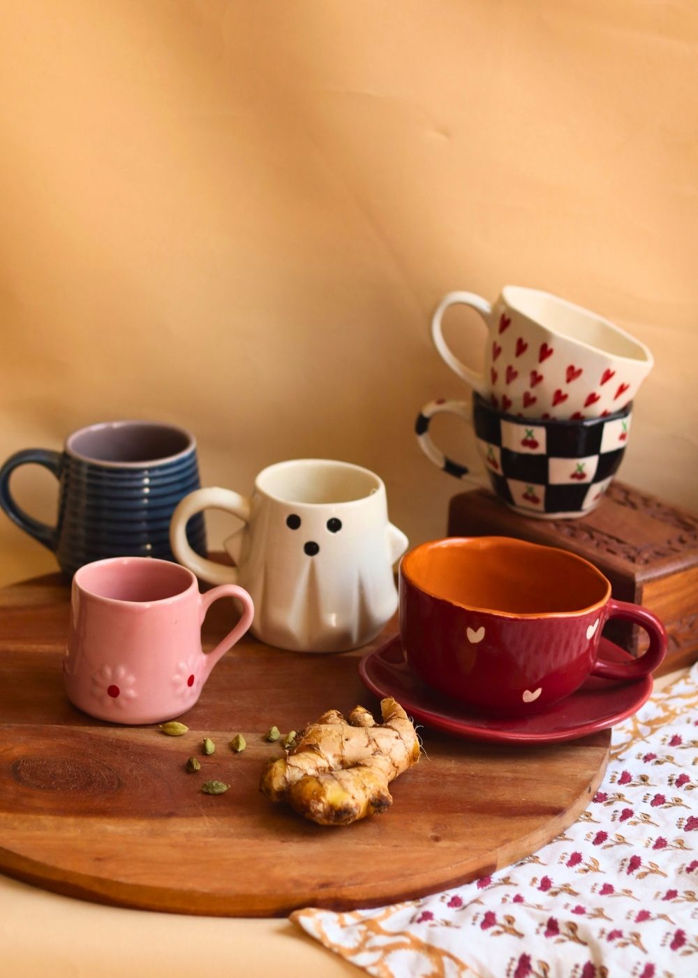 Buy 5 Bestselling Cute Mugs & Get a mug & saucer FREE handmade in india