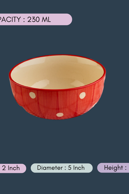 handmade red joy bowl with mesurement