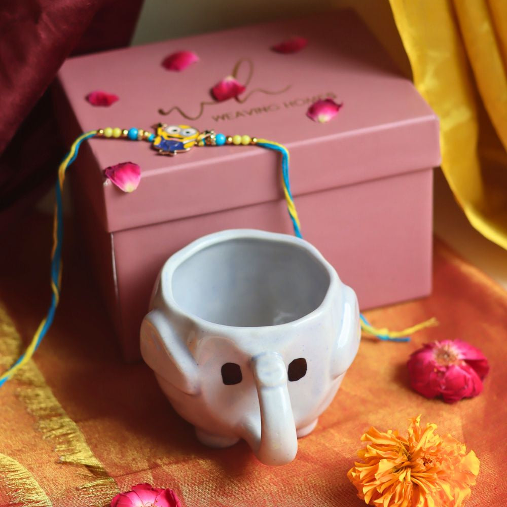 The Cutest Ele Mug rakhi Gift Box made by ceramic