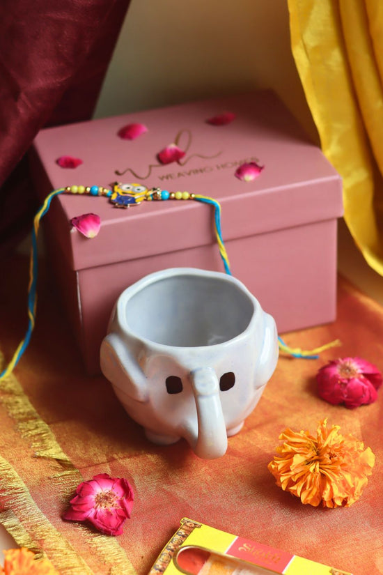 The Cutest Ele Mug rakhi Gift Box made by ceramic