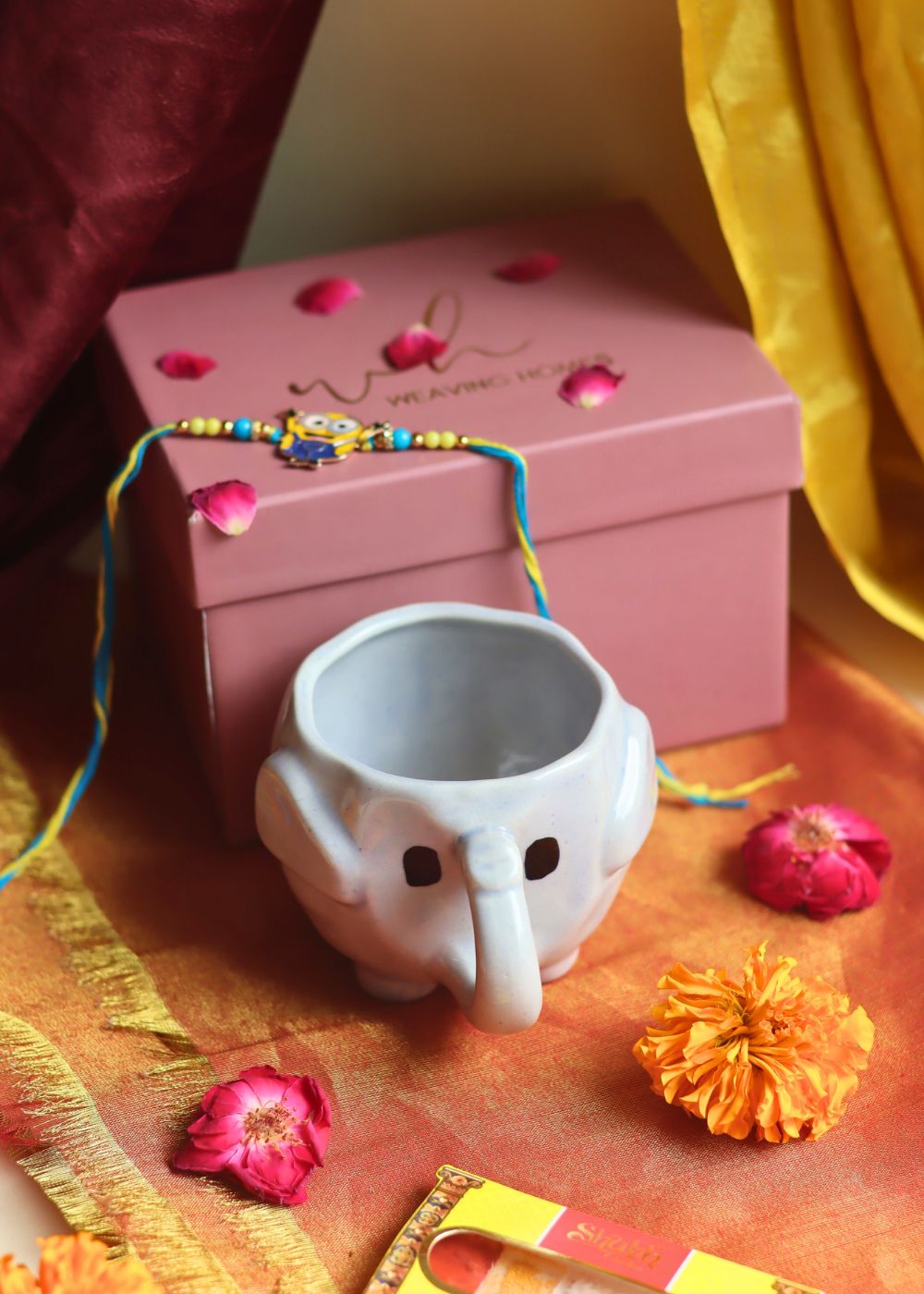 The Cutest Ele Mug rakhi Gift Box made by ceramic