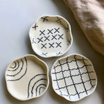 Set of 3 Black & White Dessert Plate handmade in india 