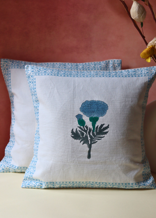 Blushing blue cushion cover 