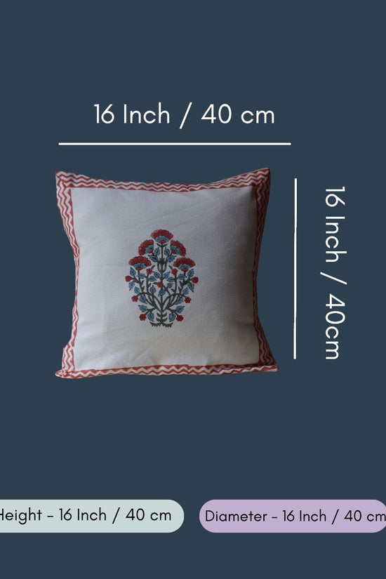 Pink Bloom Block Printed Cushion Cover