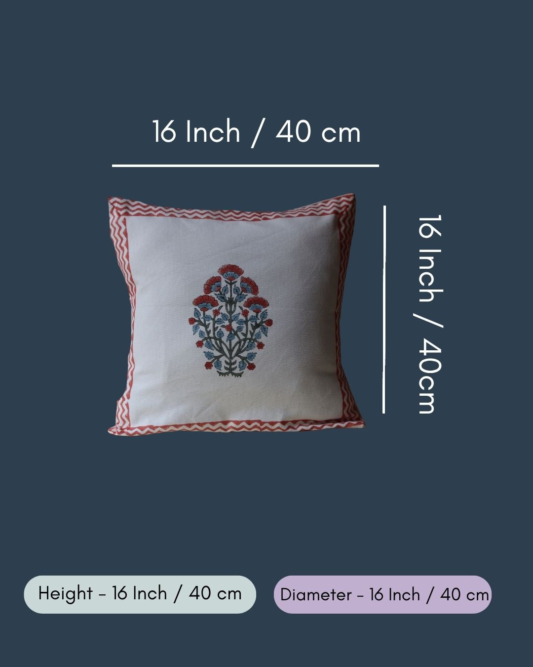 Pink Bloom Block Printed Cushion Cover