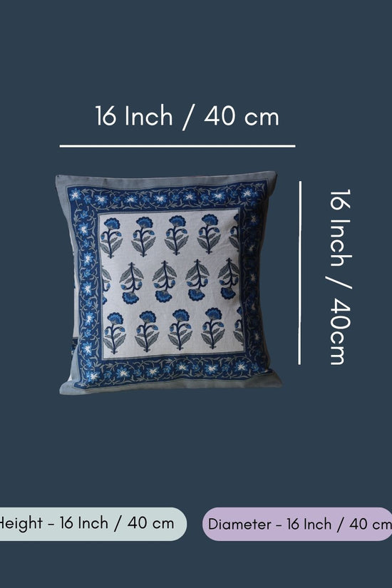 Cobalt Blue Block Printed Cushion Cover