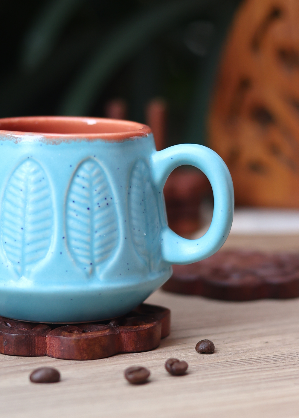 handcrafted coffee mug closeup shot