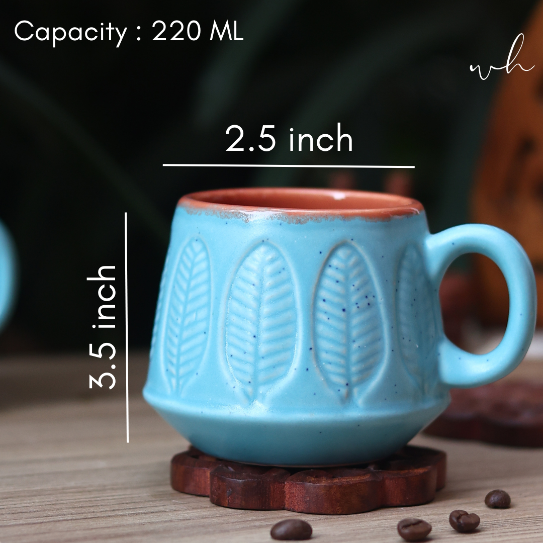 Blue serene coffee mug height and breadth