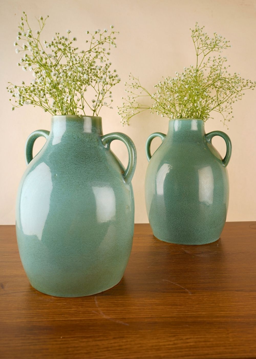 sage green statement vase  handmade in india
