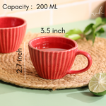 Red Striped Coffee Mugs Height & Breadth