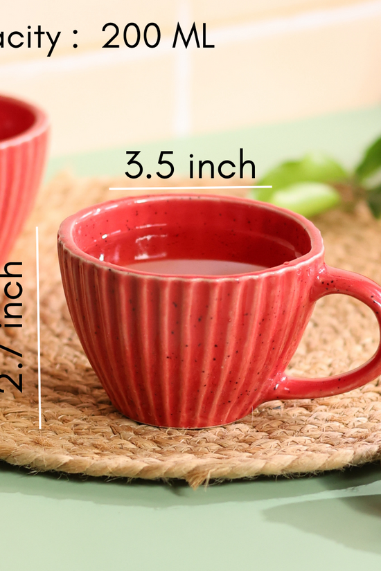 Red Striped Coffee Mugs Height & Breadth