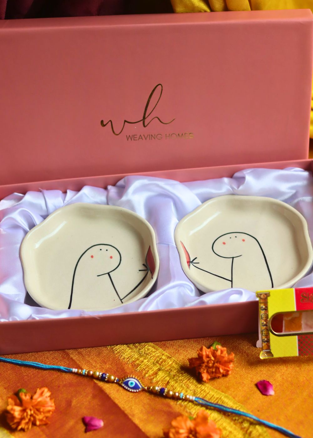 Hum - Tum Handmade Dessert plate Rakhi Gift box only for this rakhsha bandhan