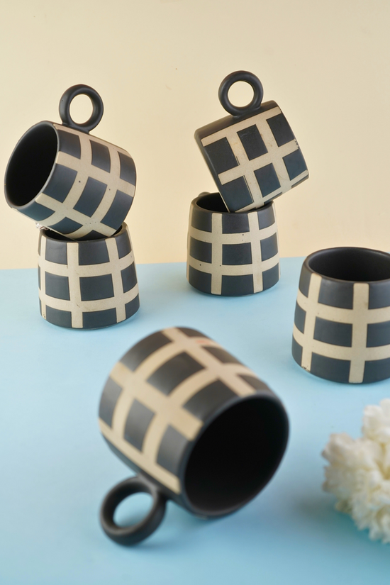 black checkered Mug with black & white color