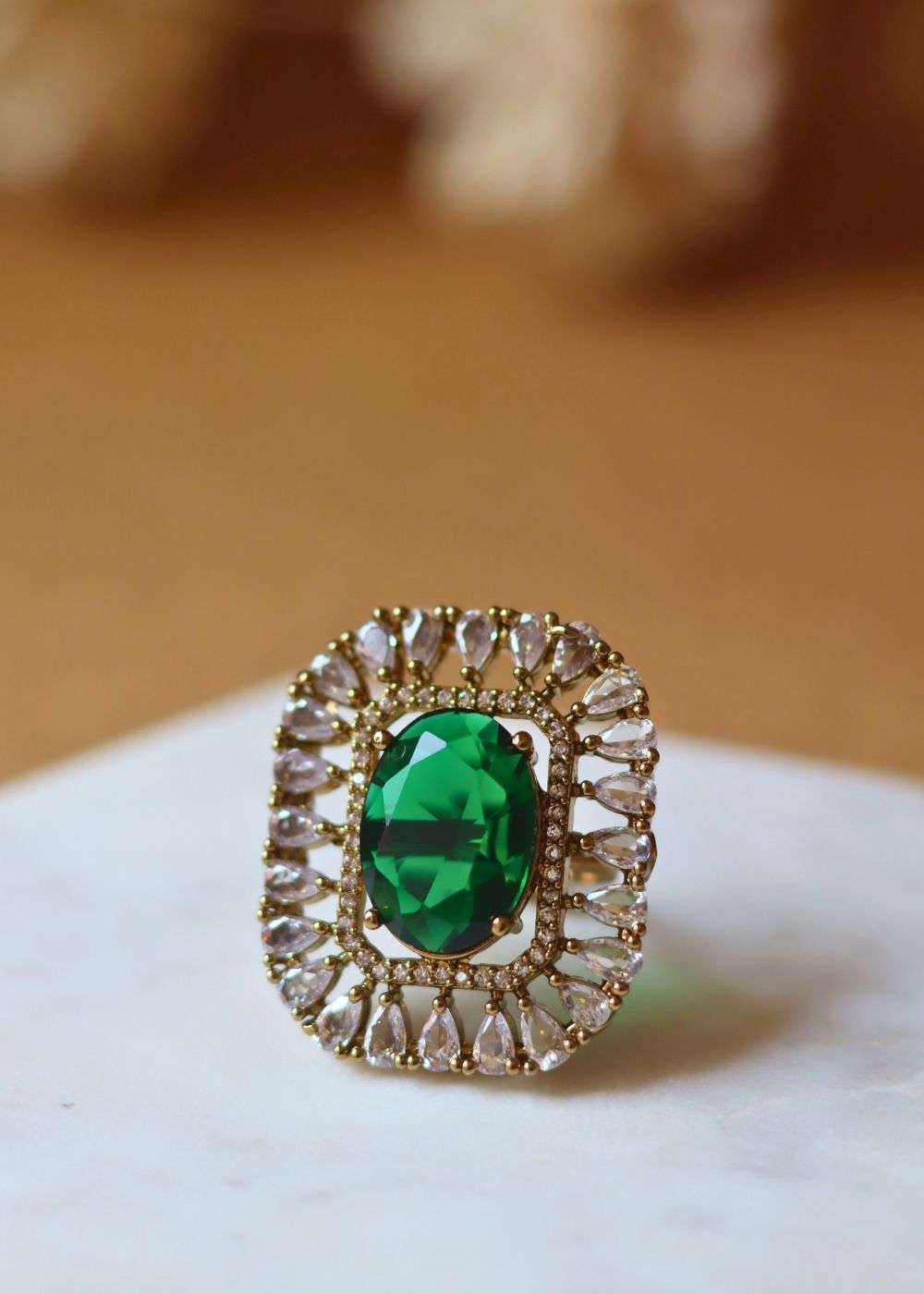 Waterproof Emerald Green Ring