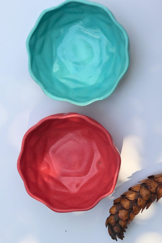 Set of 2 - Red & Blue Diamond Bowl combo handmade in India