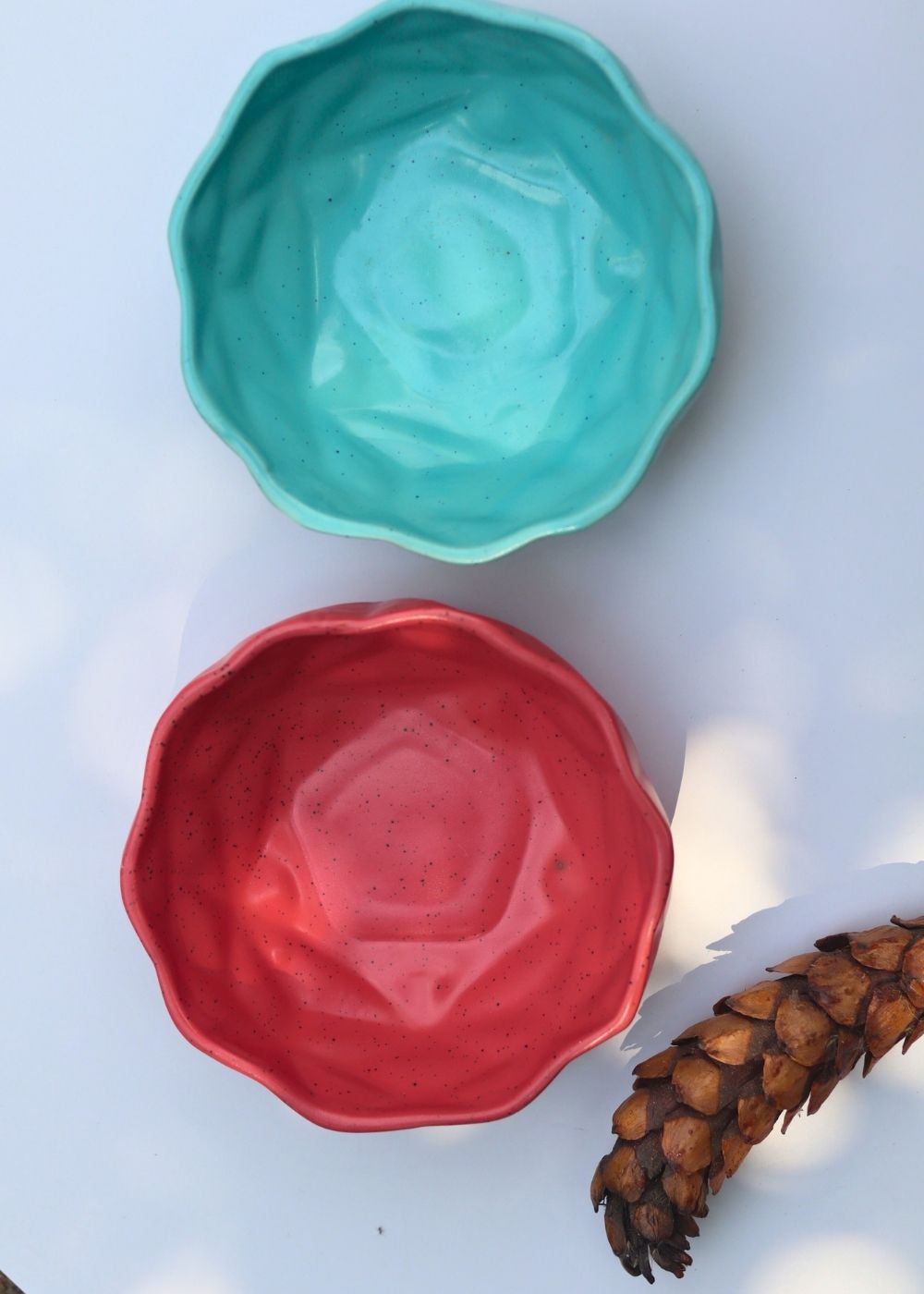 Set of 2 - Red & Blue Diamond Bowl combo handmade in India