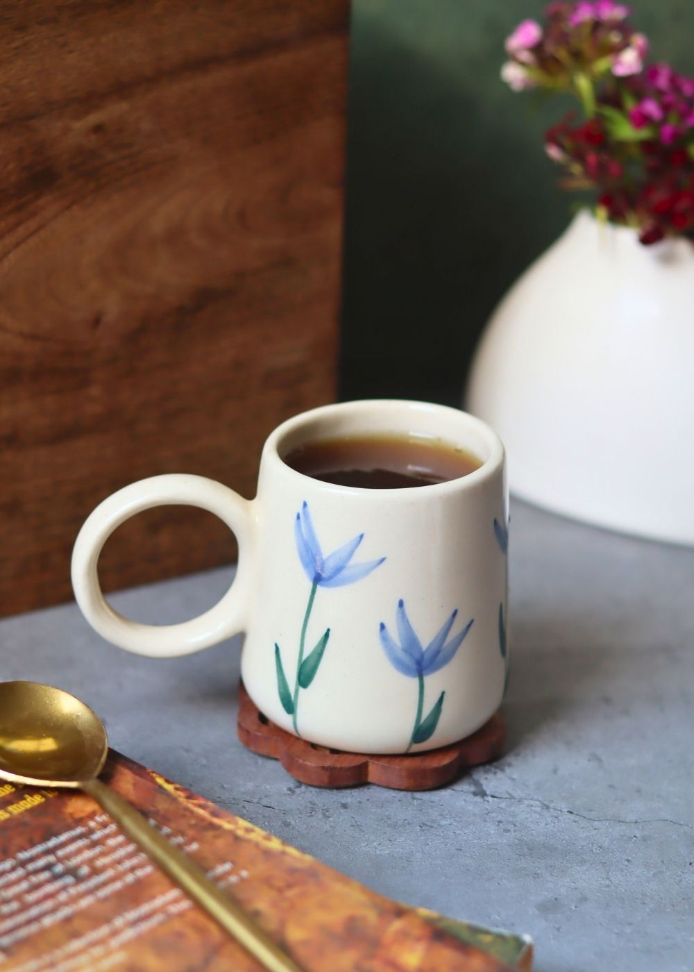 Handmade Blue Blooms Coffee Mug