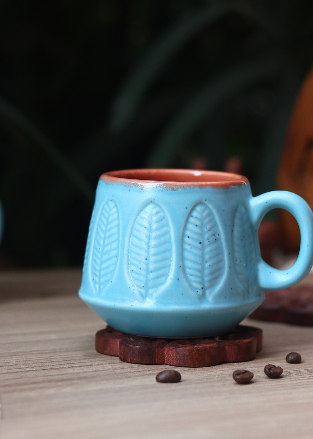 vibrant color & leaf design coffee mug