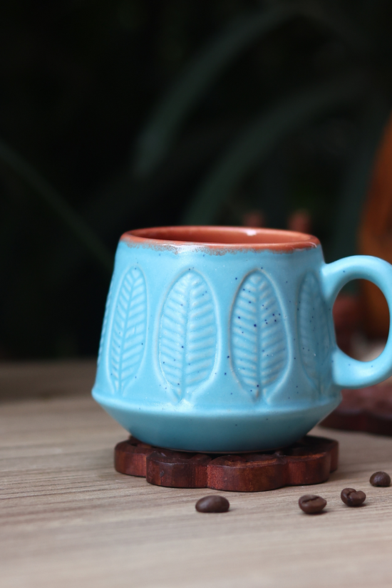 vibrant color & leaf design coffee mug