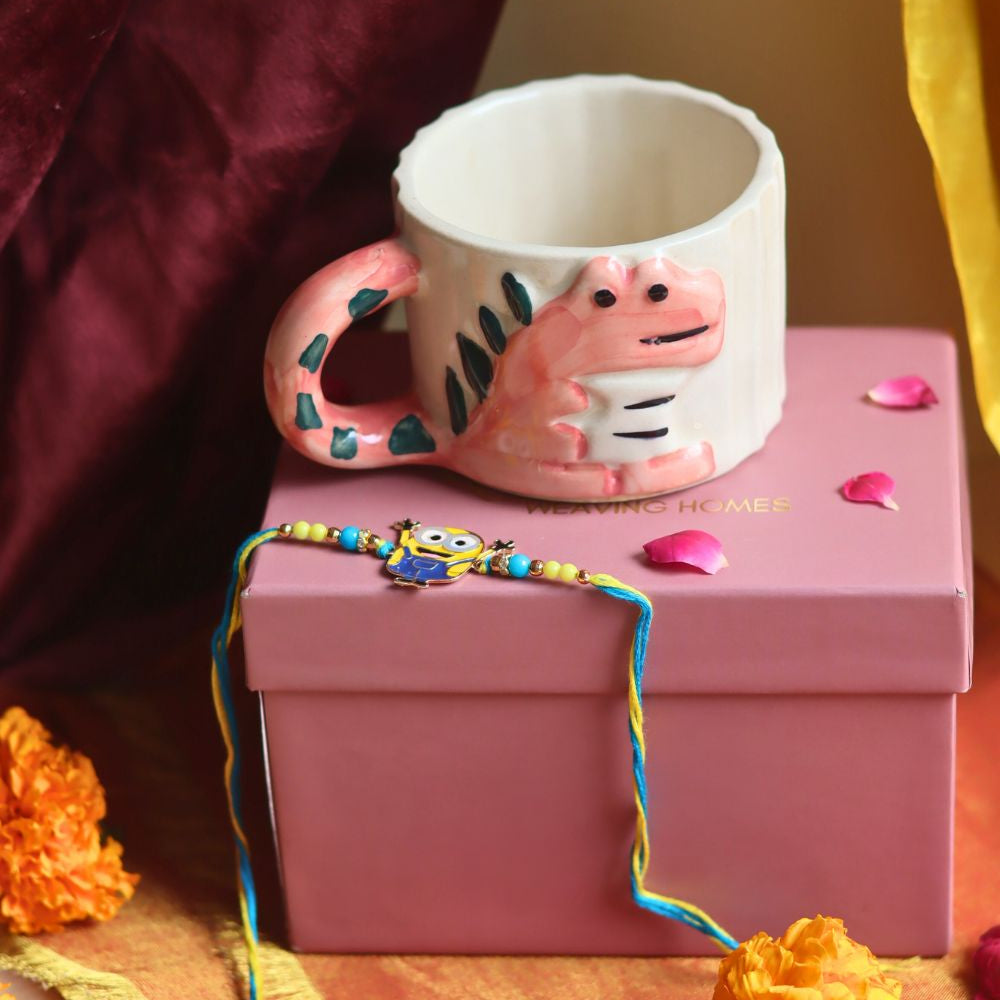 handmade Dino - Mite Mug rakhi Gift Box