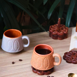 brown & grey serene leaf coffee mug made by ceramic 