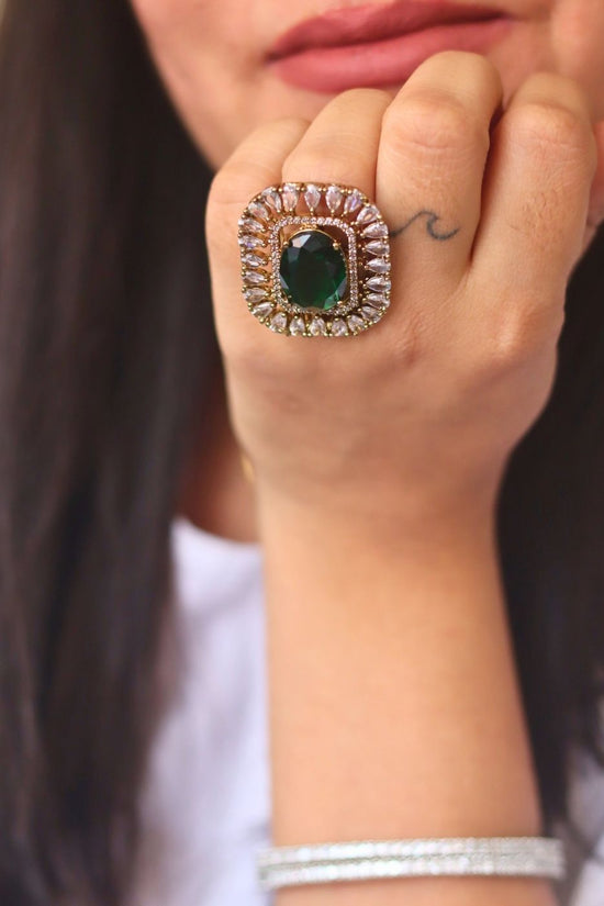 Emerald Green Ring handmade in India