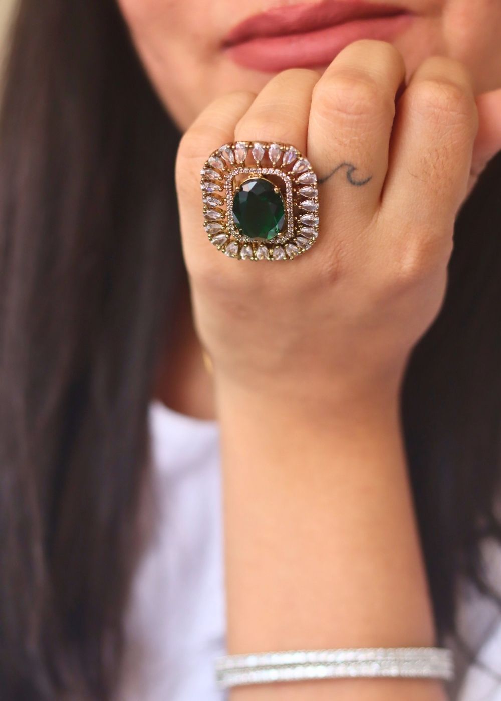 Emerald Green Ring handmade in India