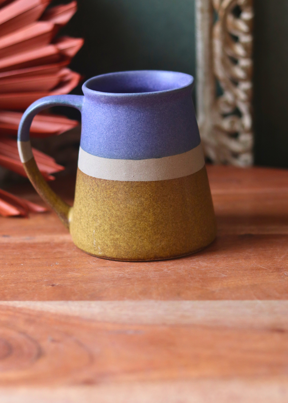 Drinkware Ceramic Blue & Mustard Coffee Mug