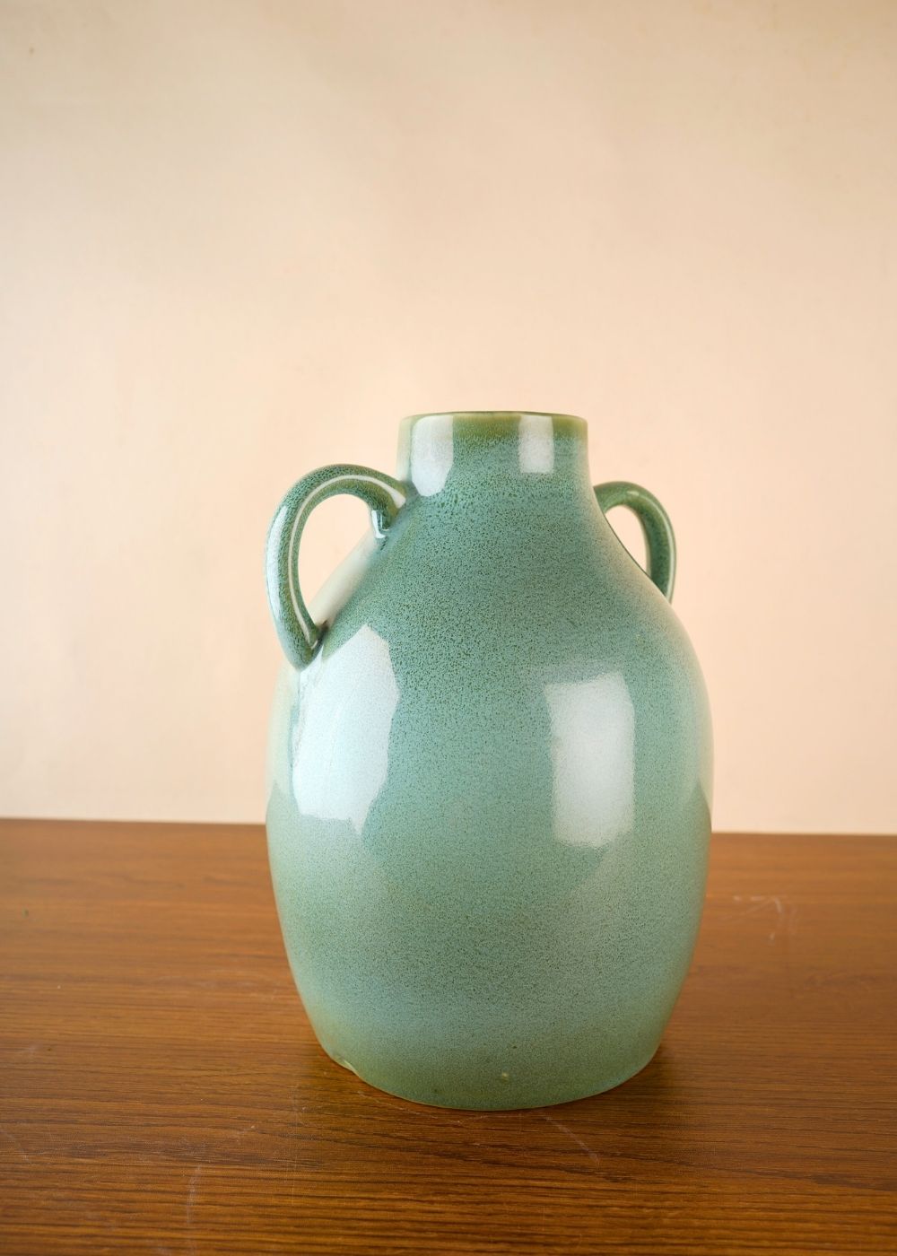 sage green statement vase with glossy fisnish