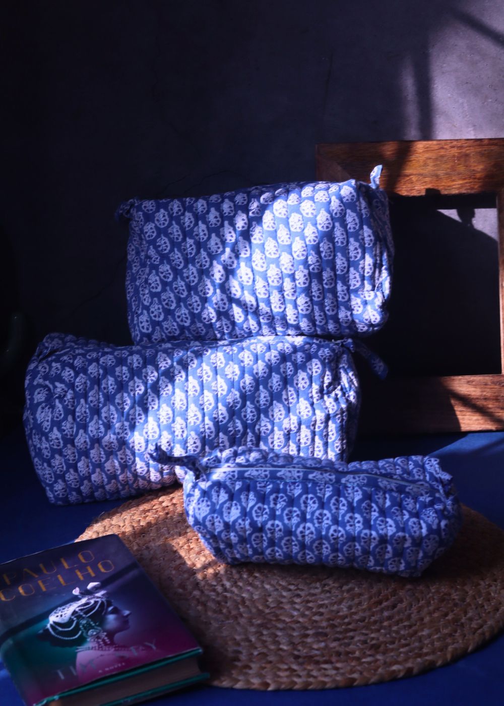 Indigo Toiletry Bag - Set of 3 made by cotton