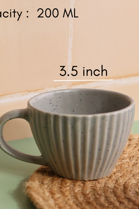 Grey coffee mug height & breadth