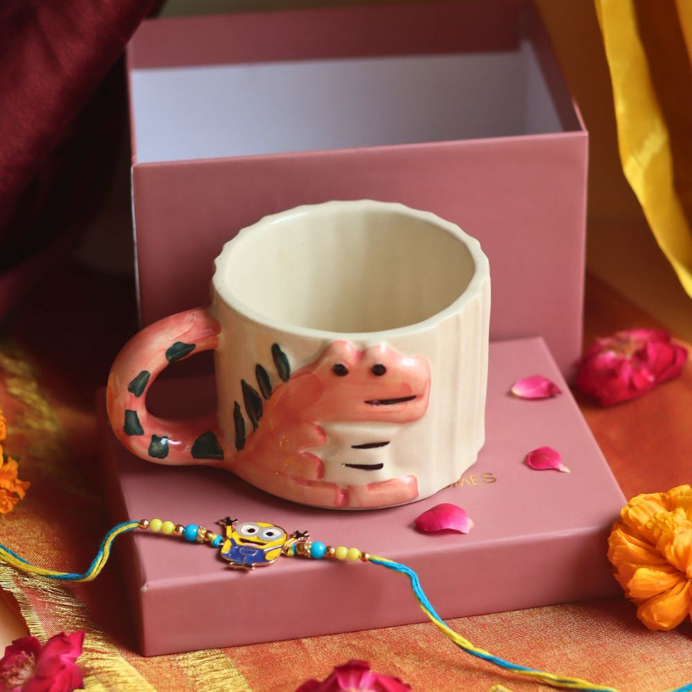 Dino - Mite Mug rakhi Gift Box made by Ceramic