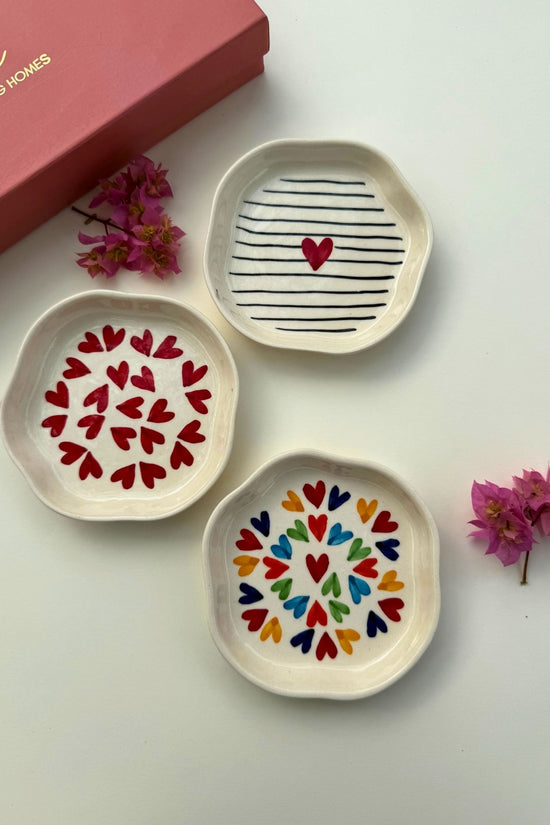 handmade Set of 3 - Blissful Hearts dessert plate combo