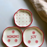 Joy, HOHOHO & Red Polka Handmade Dessert Plates handmade in india