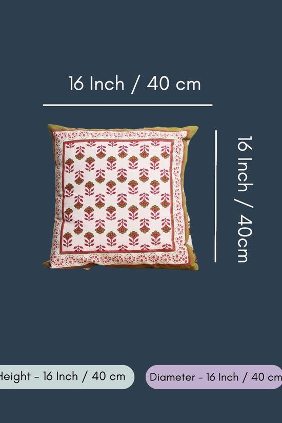 Pink & Green  Floral Motifs Cushion Cover