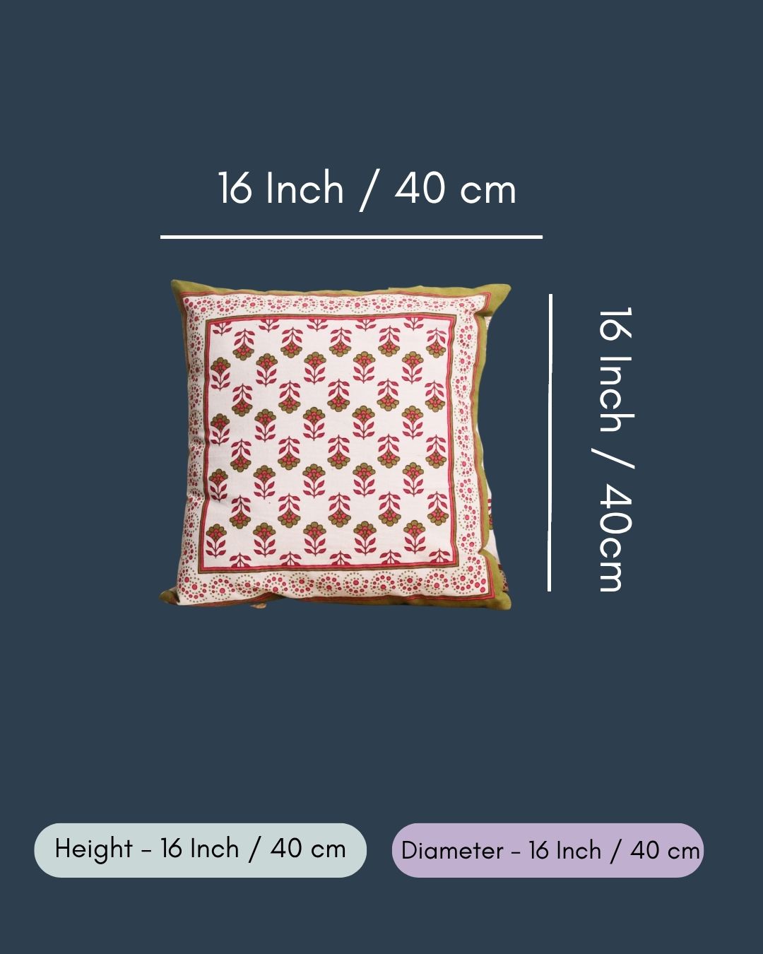 Pink & Green  Floral Motifs Cushion Cover